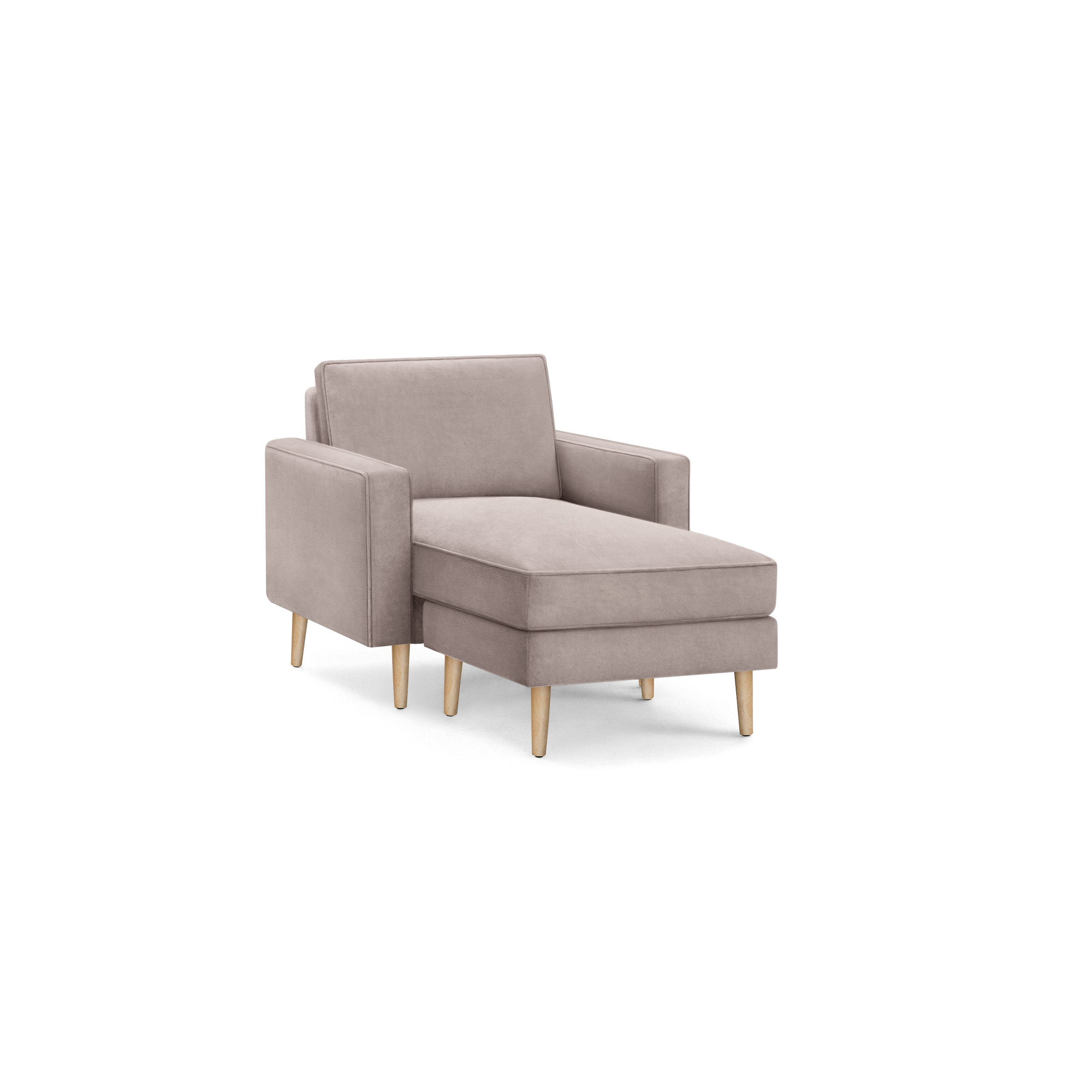 Nomad Velvet Armchair with Chaise - Dusk - Performance Velvet / Oak - Wood / Block
