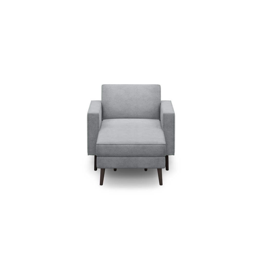 Nomad Velvet Armchair with Chaise - Feather - Performance Velvet / Ebony - Wood / Block
