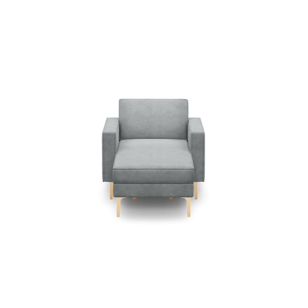 Nomad Velvet Armchair with Chaise - Feather - Performance Velvet / Brass - Metal / Block