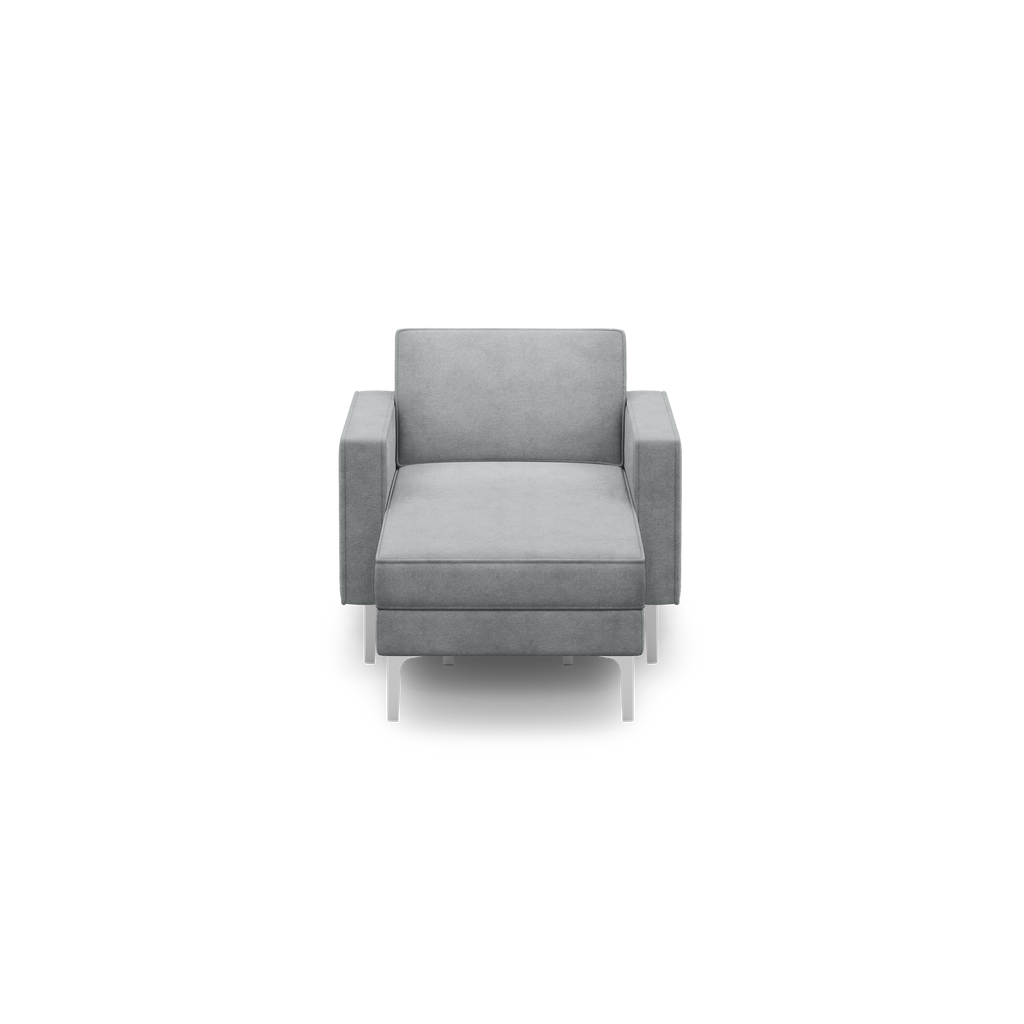 Nomad Velvet Armchair with Chaise - Feather - Performance Velvet / Chrome - Metal / Block