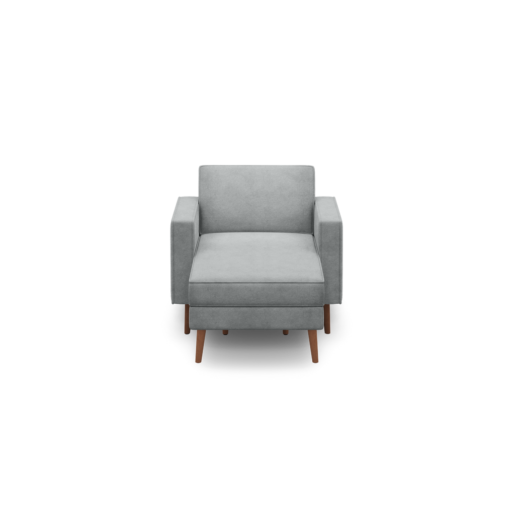 Nomad Velvet Armchair with Chaise - Feather - Performance Velvet / Walnut - Wood / Block