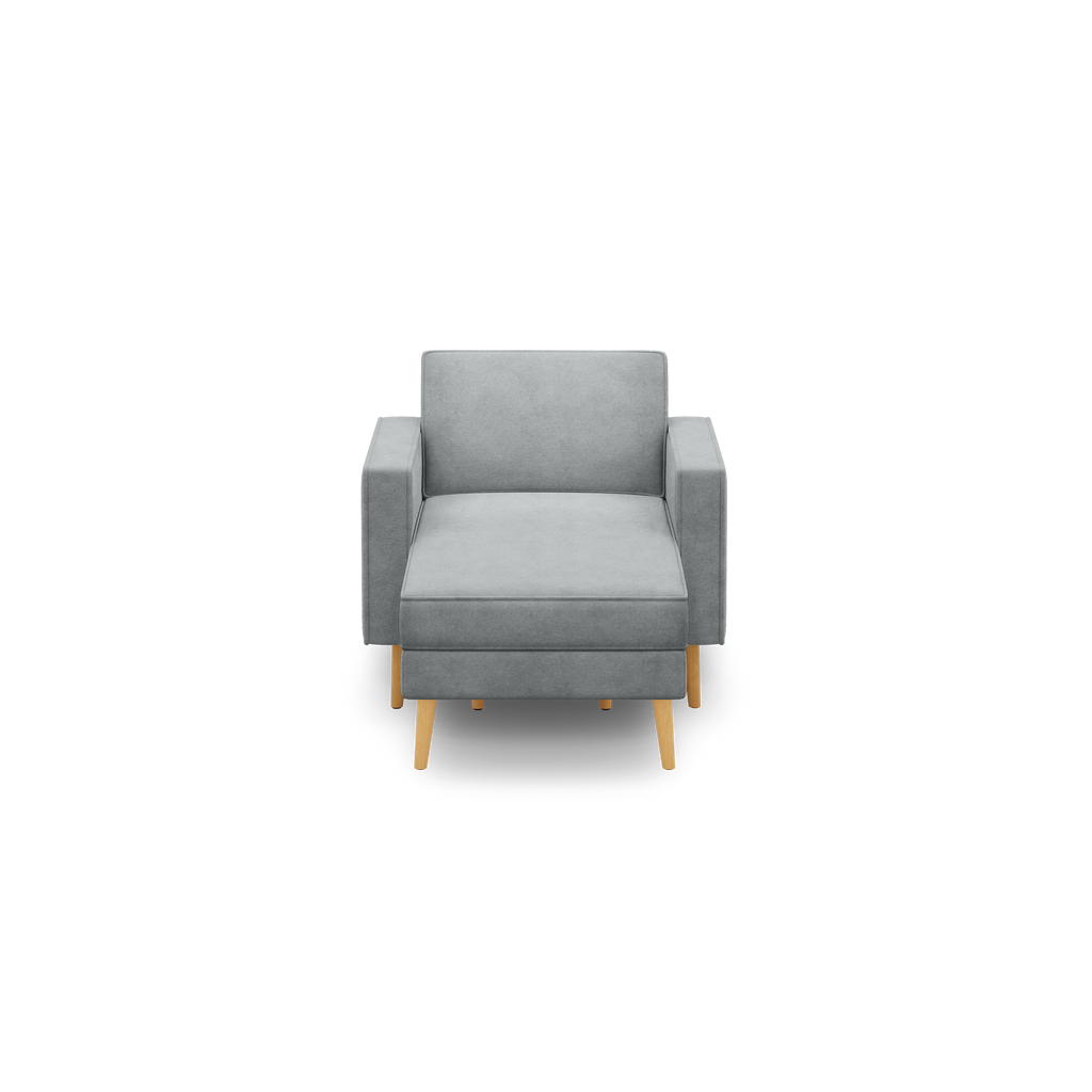 Nomad Velvet Armchair with Chaise - Feather - Performance Velvet / Oak - Wood / Block