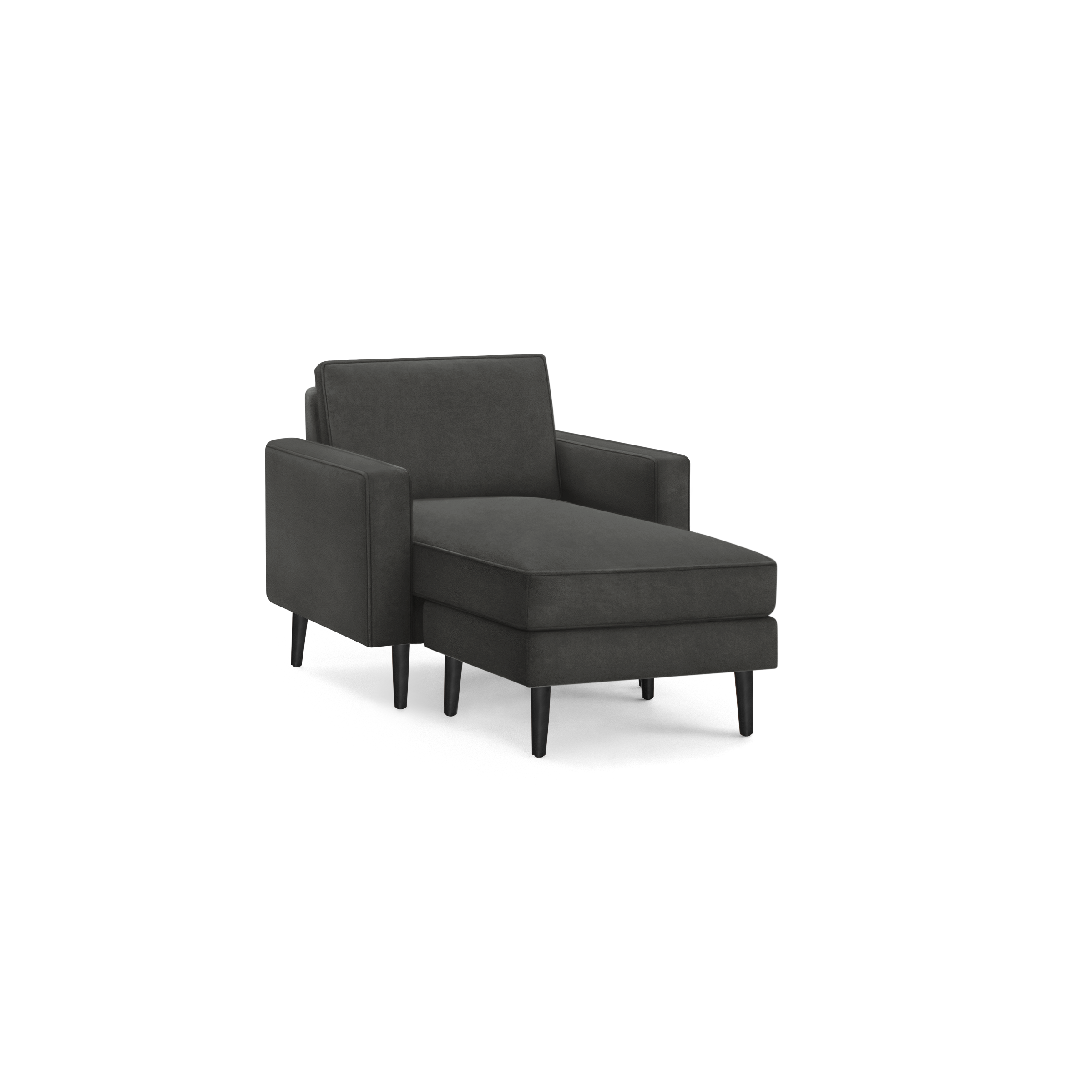Nomad Velvet Armchair with Chaise - Graphite Grey - Performance Velvet / Ebony - Wood / Block