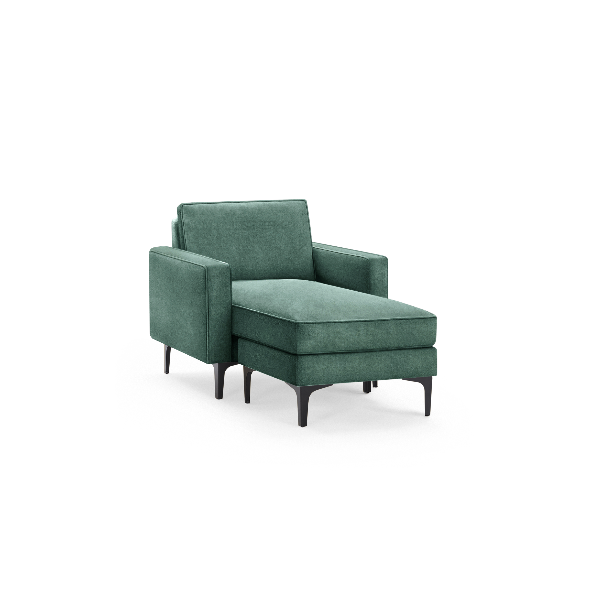 Nomad Velvet Armchair with Chaise - Jade - Performance Velvet / Black - Metal / Block