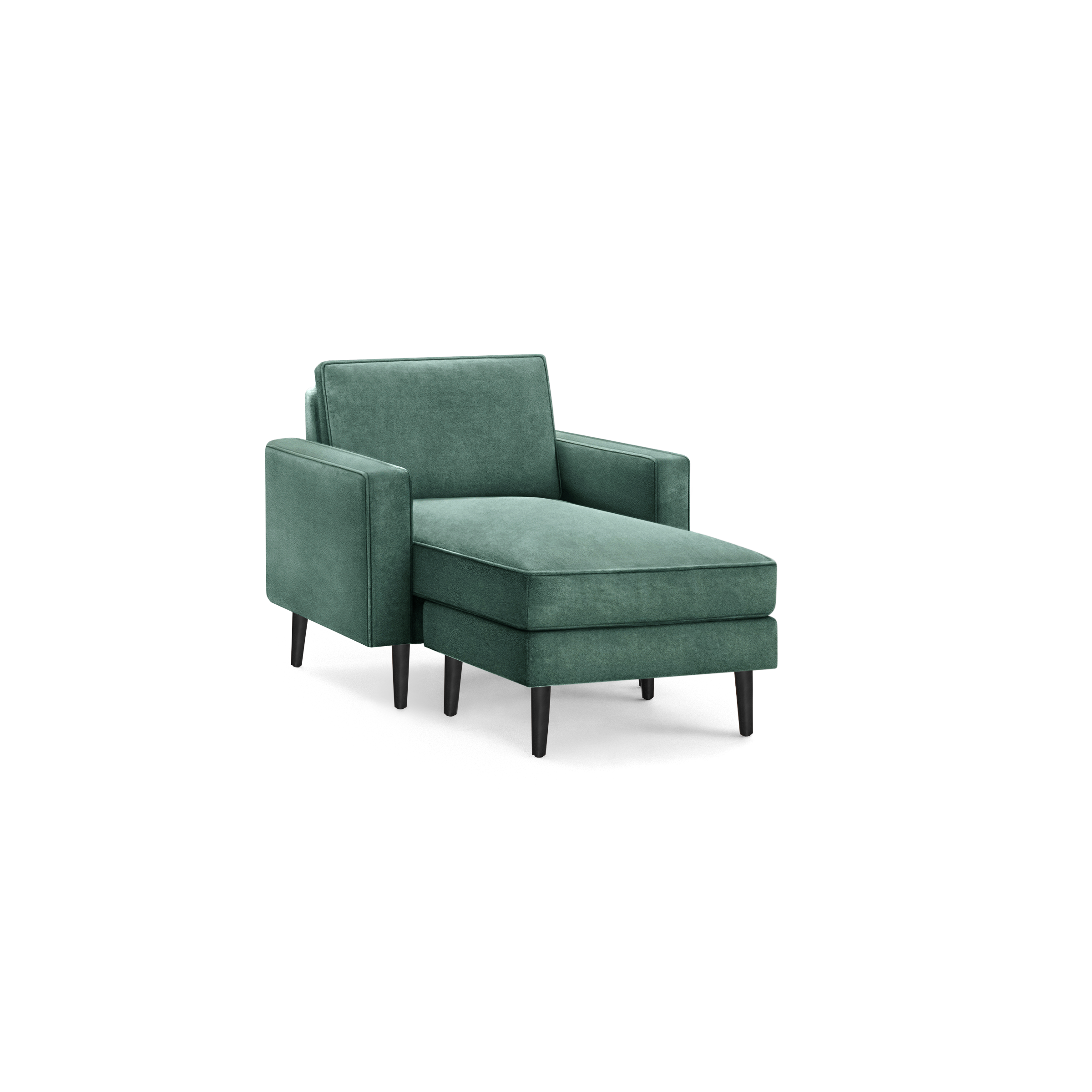 Nomad Velvet Armchair with Chaise - Jade - Performance Velvet / Ebony - Wood / Block