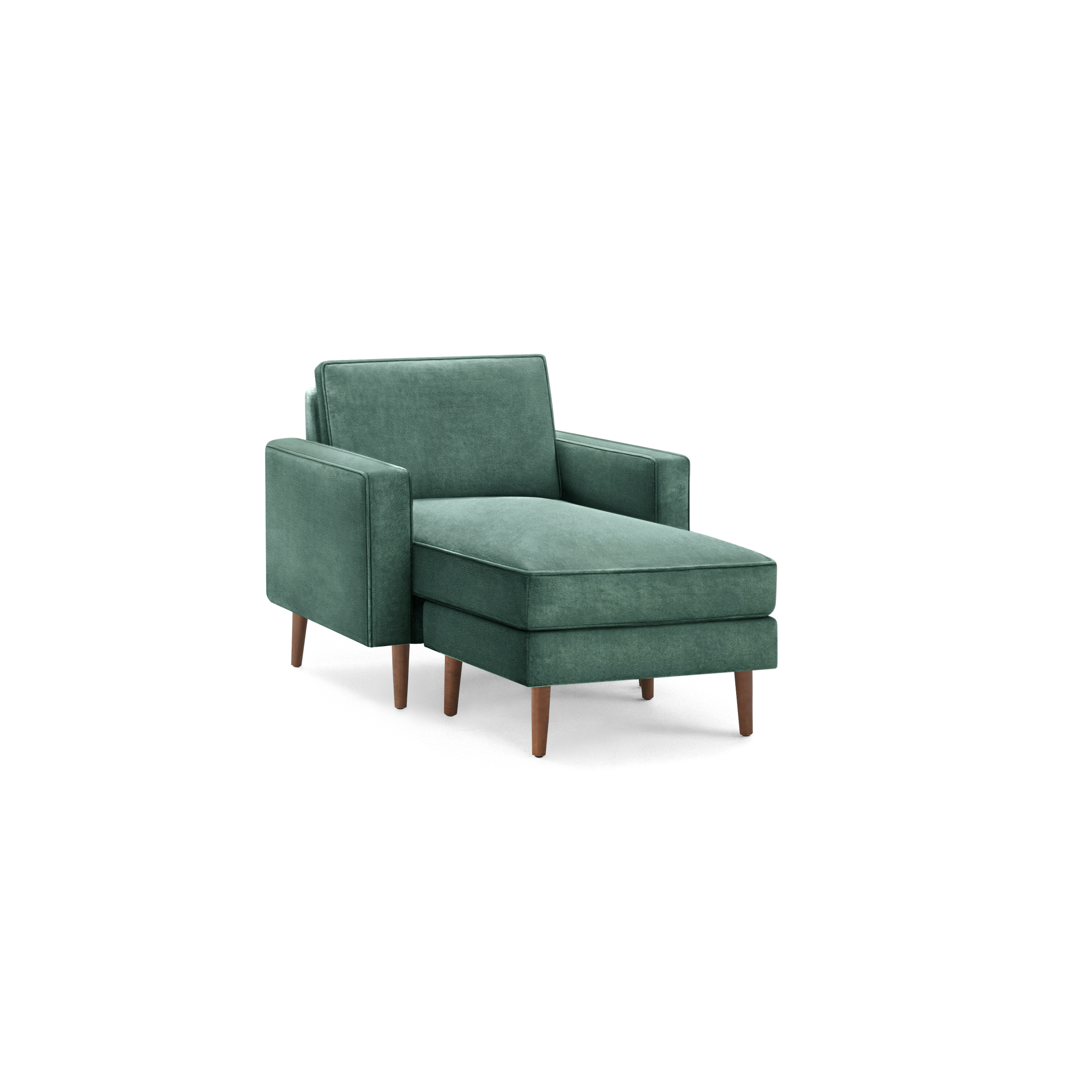 Nomad Velvet Armchair with Chaise - Jade - Performance Velvet / Walnut - Wood / Block