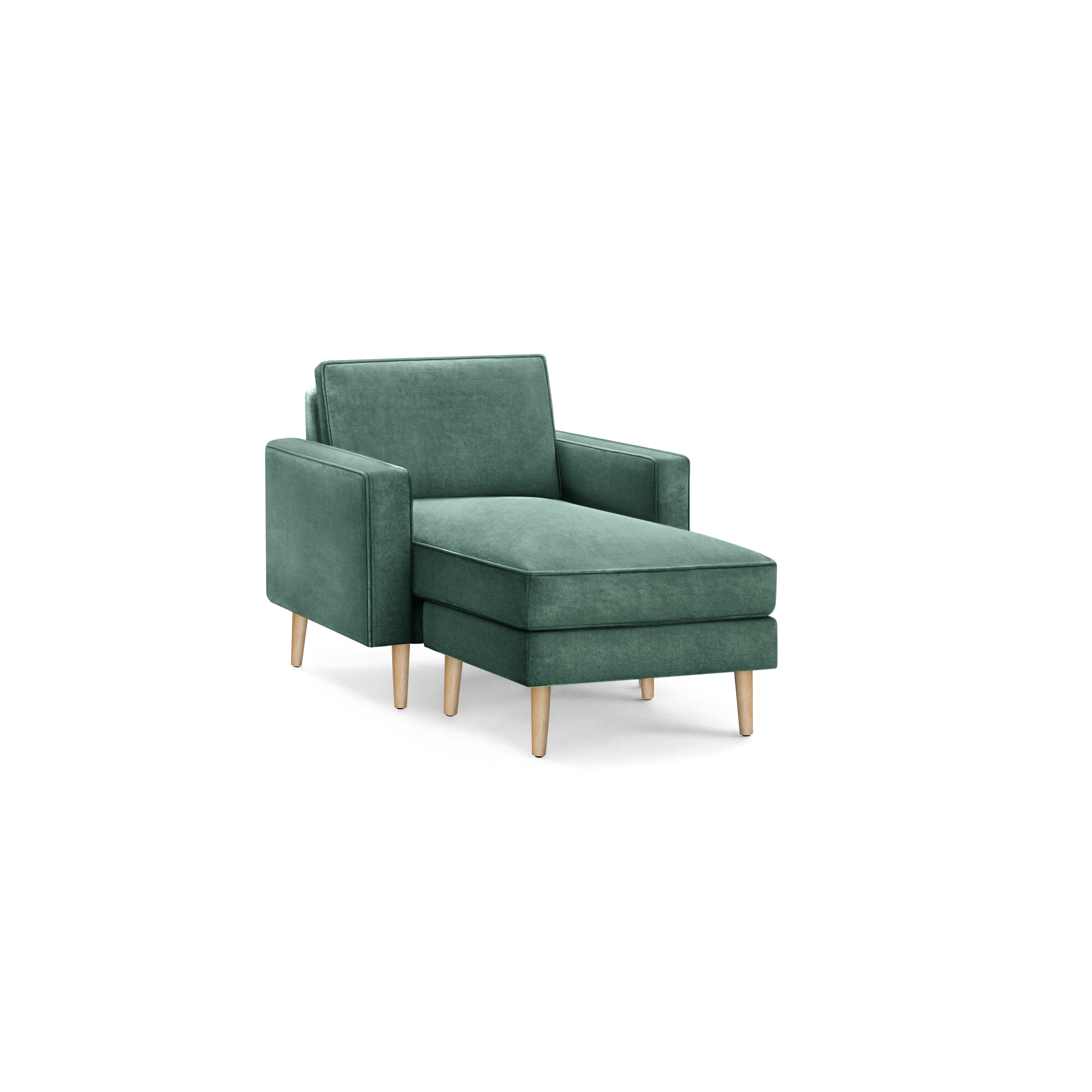 Nomad Velvet Armchair with Chaise - Jade - Performance Velvet / Oak - Wood / Block