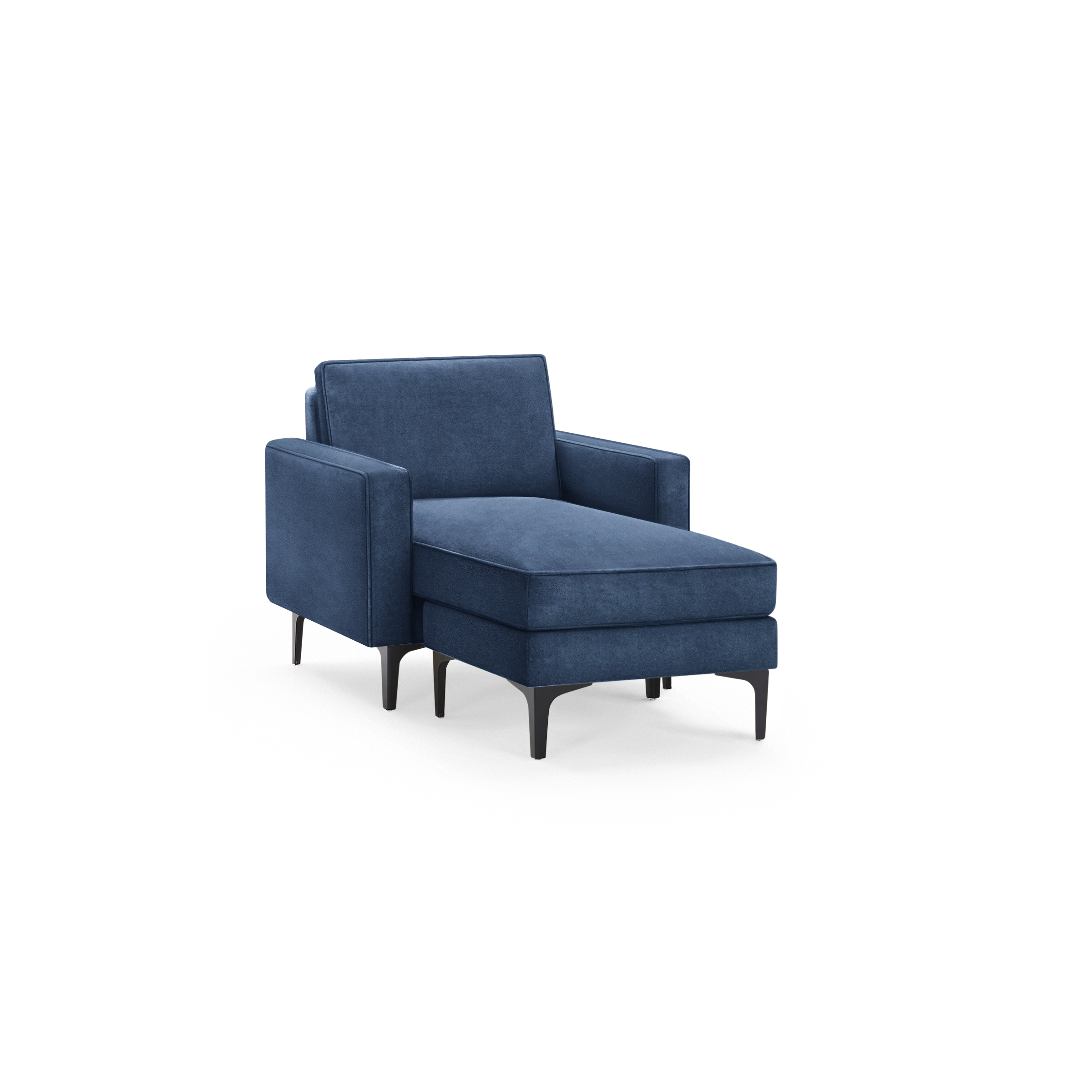 Nomad Velvet Armchair with Chaise - Midnight - Performance Velvet / Black - Metal / Block