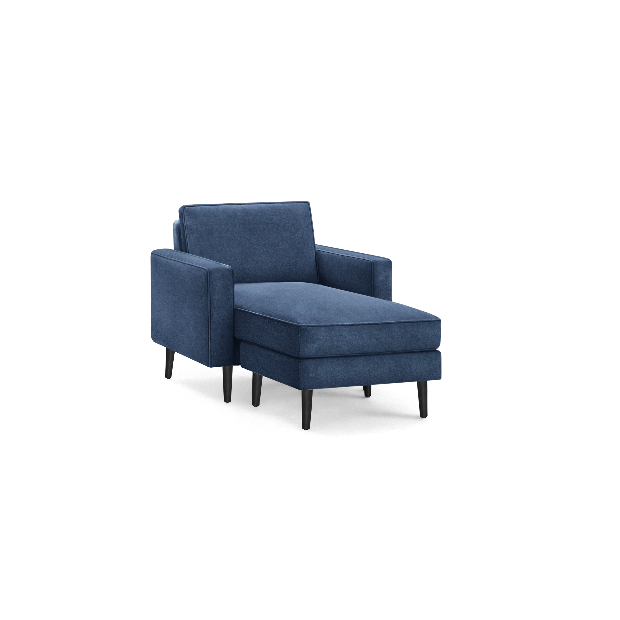 Nomad Velvet Armchair with Chaise - Midnight - Performance Velvet / Ebony - Wood / Block