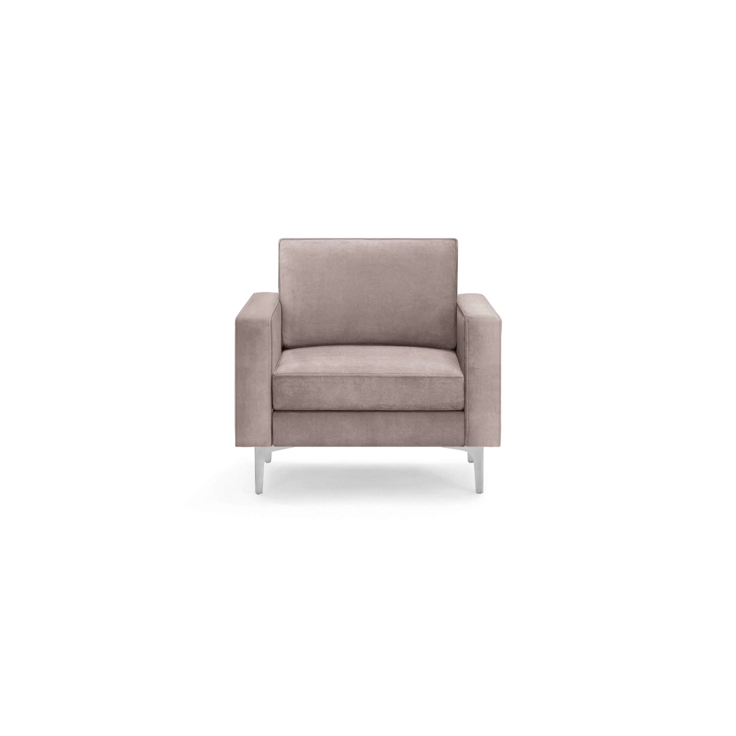 modern light pink velvet armchair with sleek metal legs and a sleek backrest, featuring a sleek, modern design