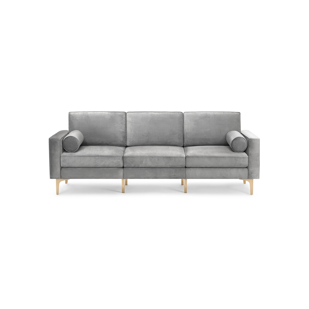 Nomad Velvet Sofa - Feather - Performance Velvet / Brass - Metal