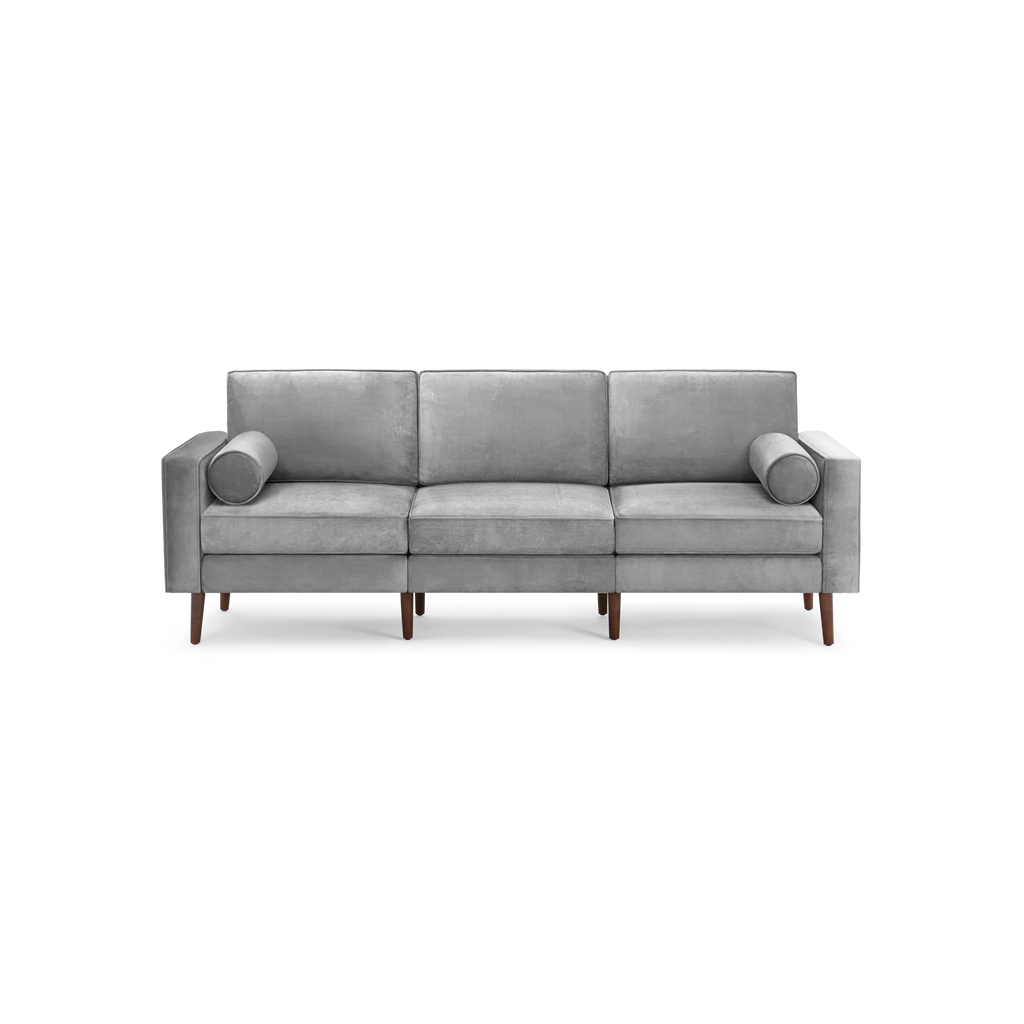 Nomad Velvet Sofa - Feather - Performance Velvet / Walnut - Wood