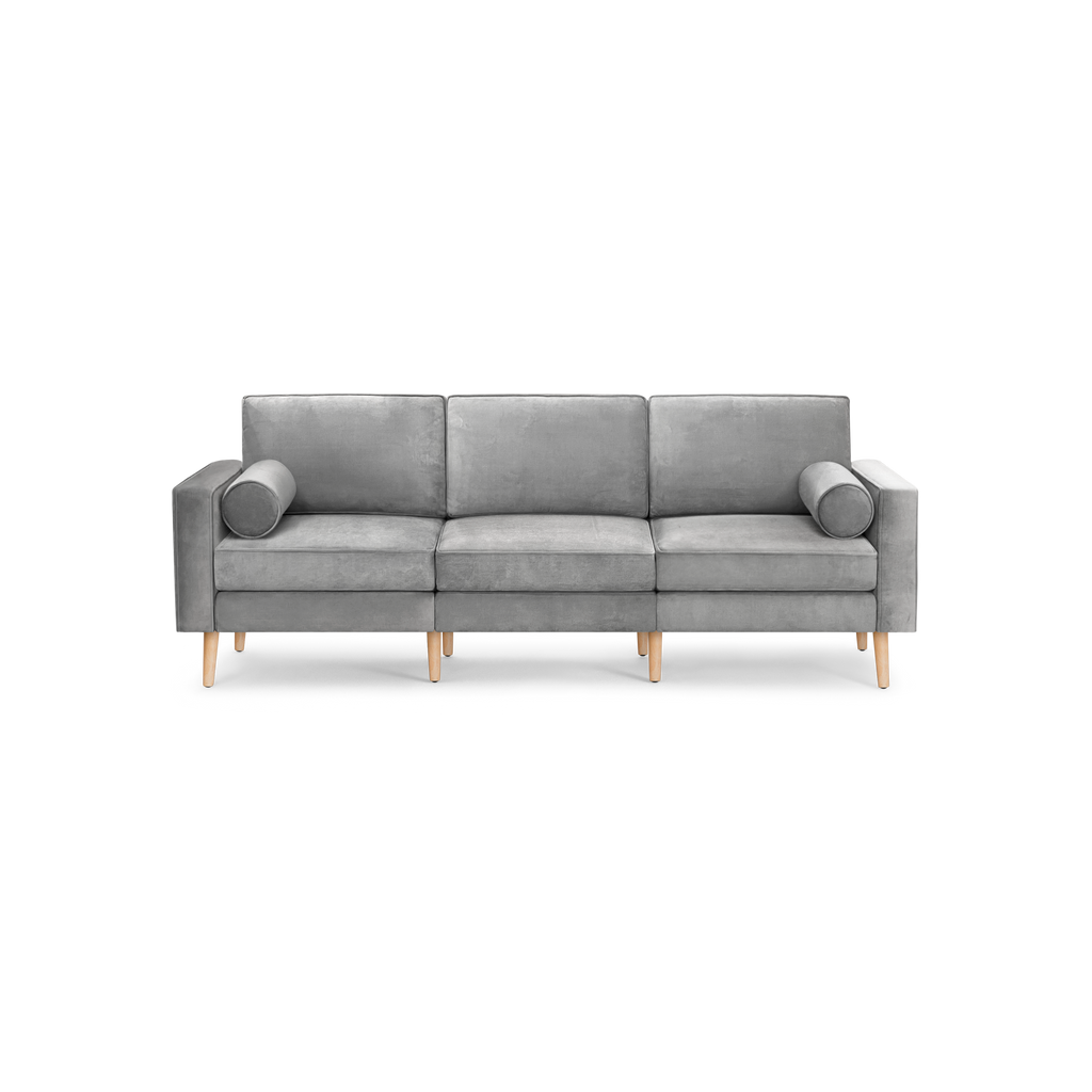 Nomad Velvet Sofa - Feather - Performance Velvet / Oak - Wood