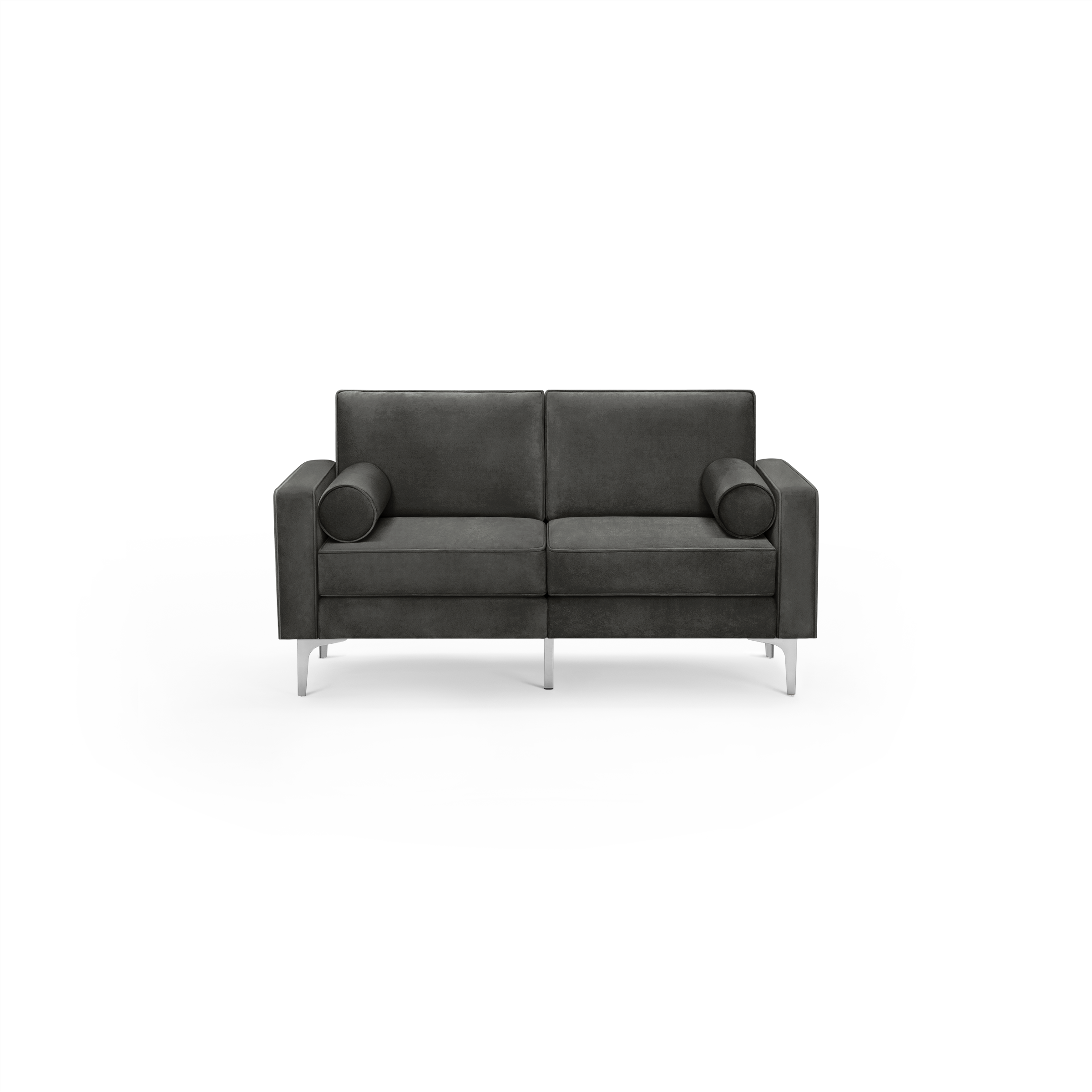 Nomad Velvet Loveseat - Graphite Gray - Performance Velvet / Chrome - Metal