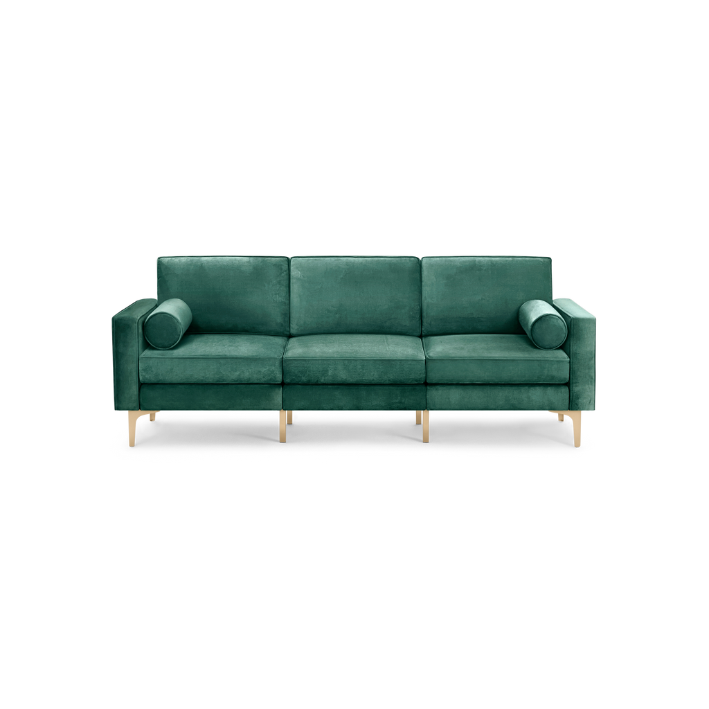 Nomad Velvet Sofa - Jade - Performance Velvet / Brass - Metal