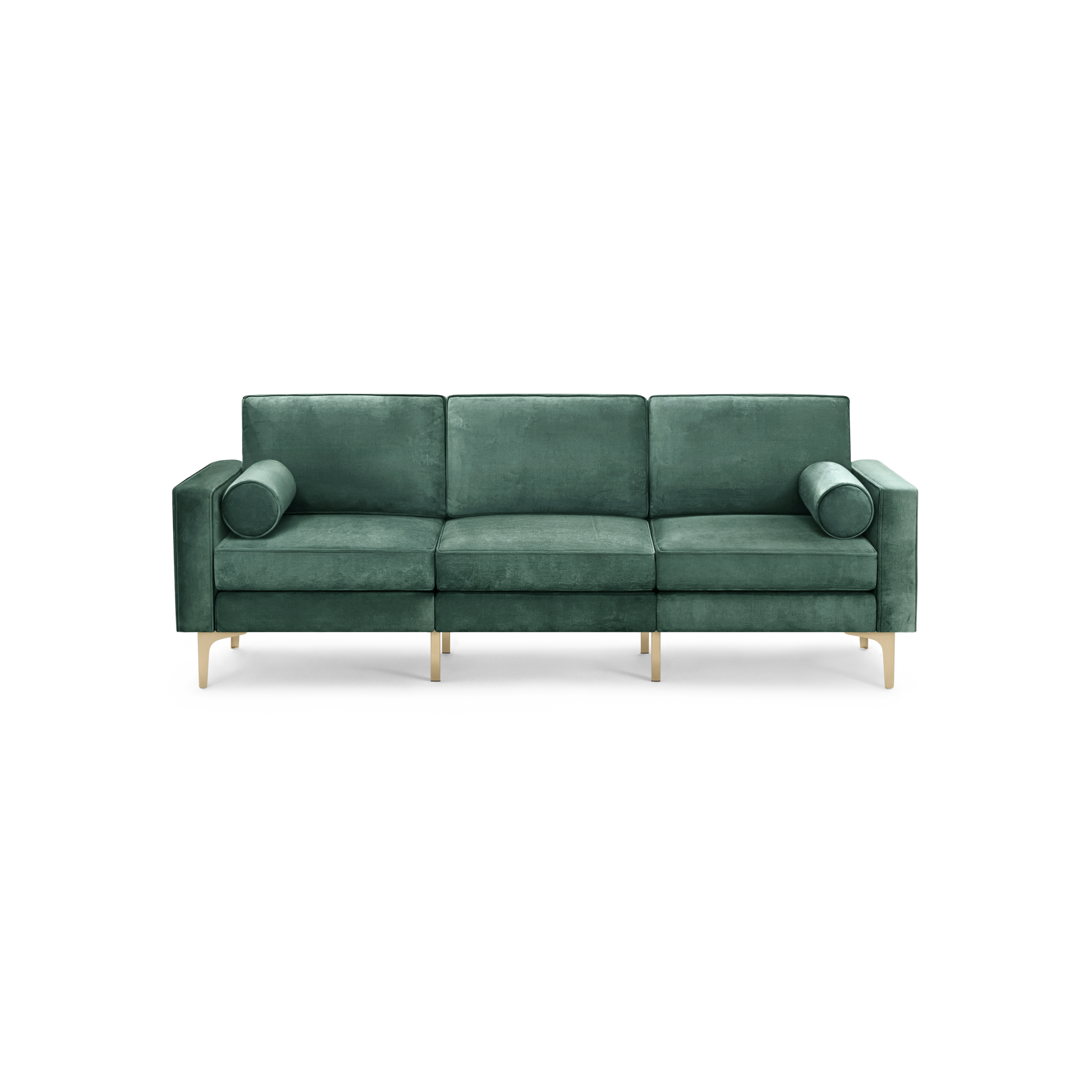 Nomad Velvet Sofa - Jade - Performance Velvet / Brass - Metal