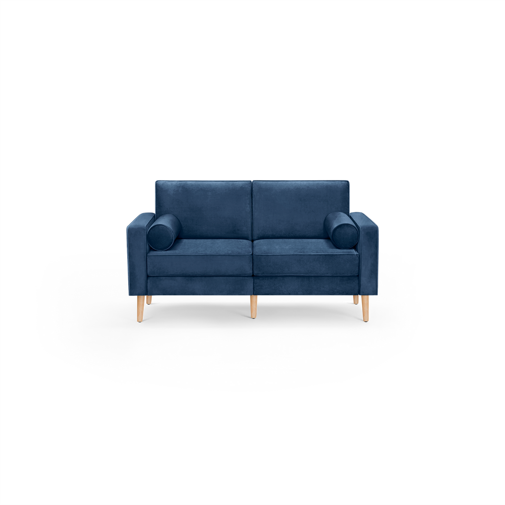 Nomad Velvet Loveseat - Midnight - Performance Velvet / Oak - Wood