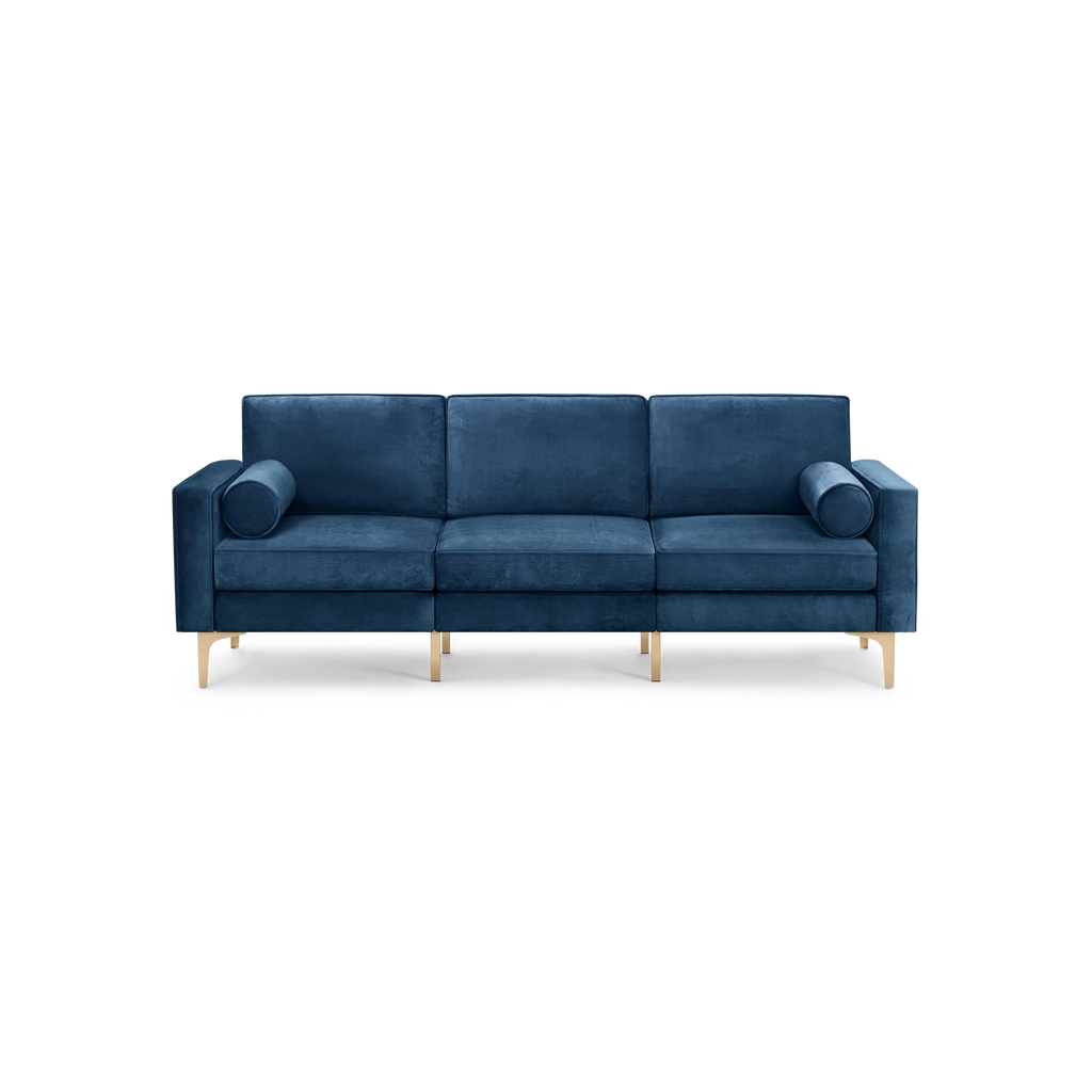 Nomad Velvet Sofa - Midnight - Performance Velvet / Brass - Metal