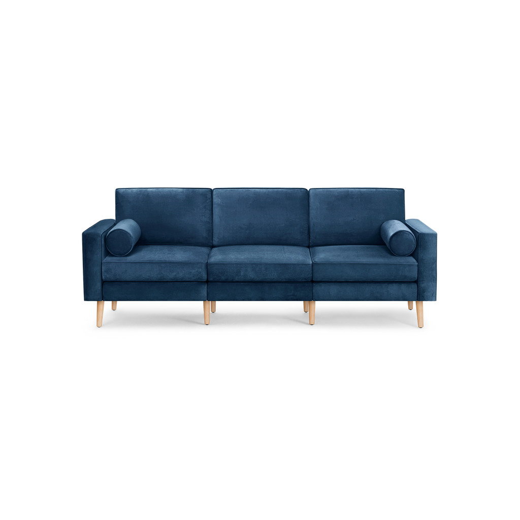 Nomad Velvet Sofa - Midnight - Performance Velvet / Oak - Wood