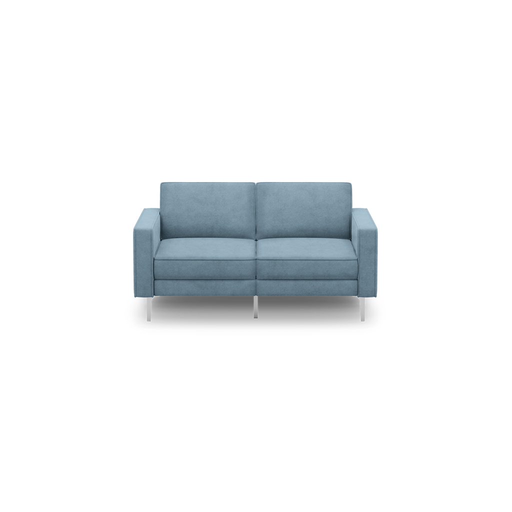 Nomad Velvet Loveseat - Ocean - Performance Velvet / Chrome - Metal
