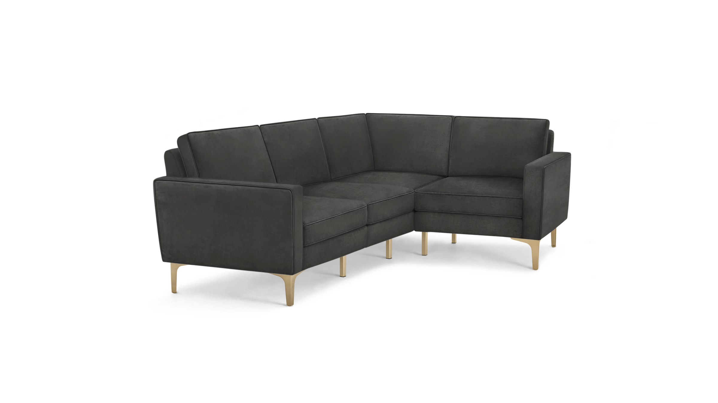 modern l - shaped sectional sofa with sleek lines and sleek lines, designed for comfort and relaxation, in dark gray fabric