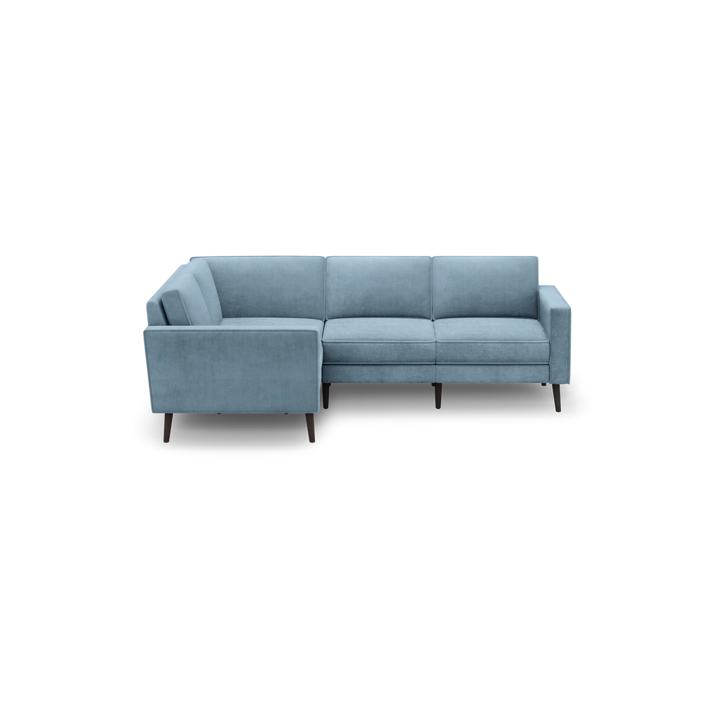 Nomad Velvet 4-Seat Corner Sectional - Ocean - Performance Velvet / Ebony - Wood