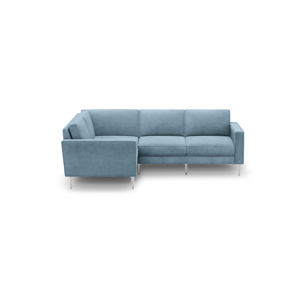 Nomad Velvet 4-Seat Corner Sectional - Ocean - Performance Velvet / Chrome - Metal