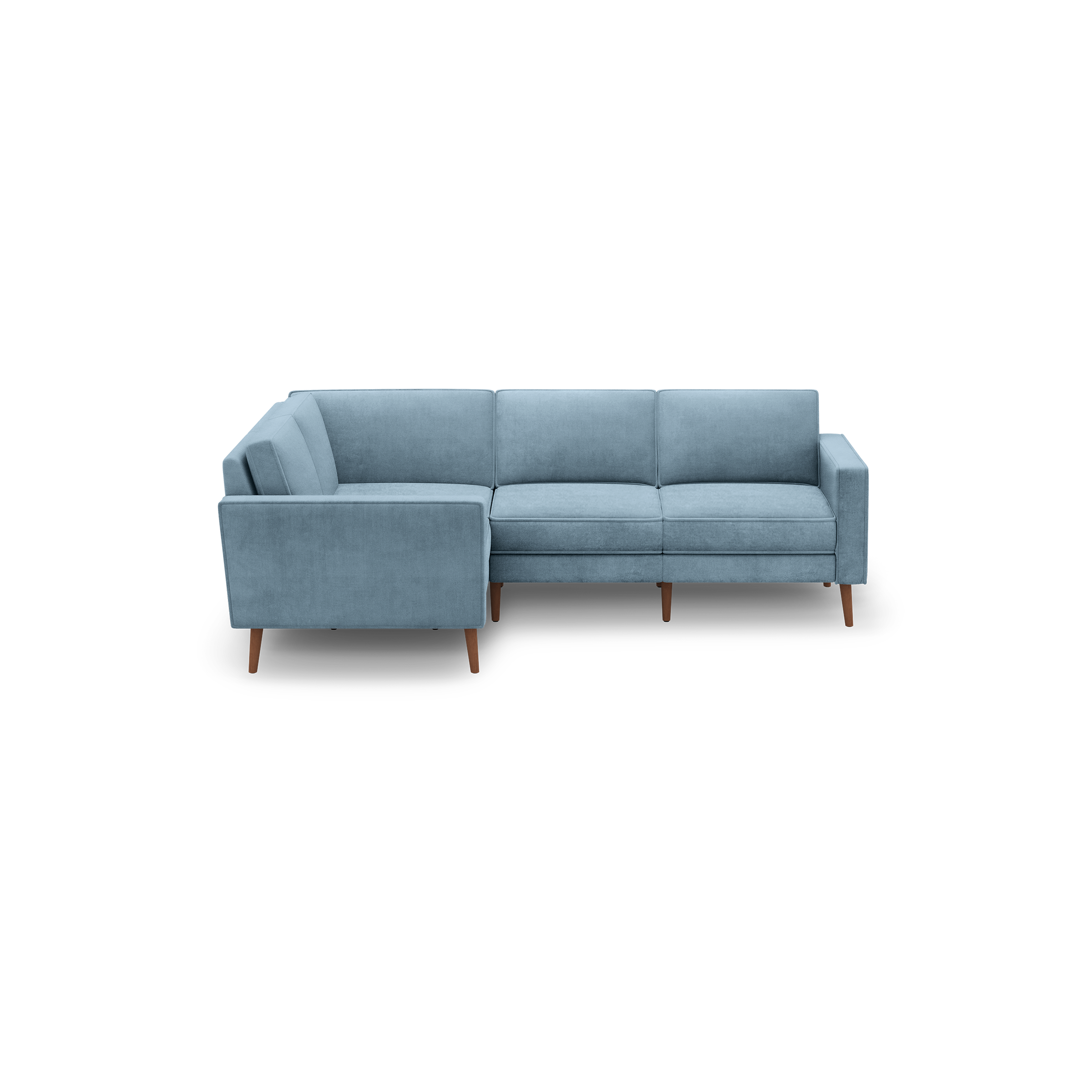 Nomad Velvet 4-Seat Corner Sectional - Ocean - Performance Velvet / Walnut - Wood