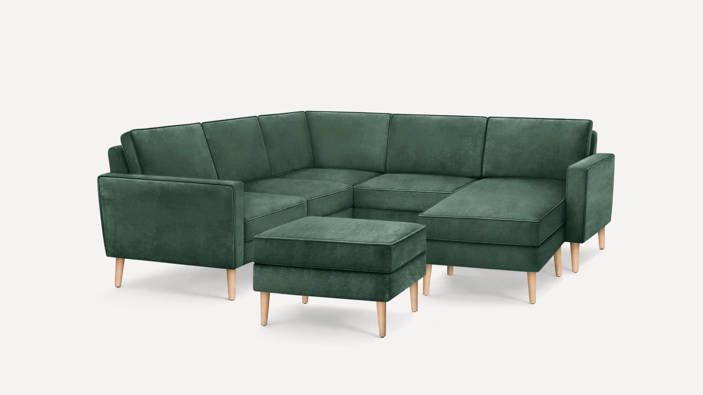 Nomad Velvet 5-Seat Corner Sectional with Reversible Chaise and Ottoman