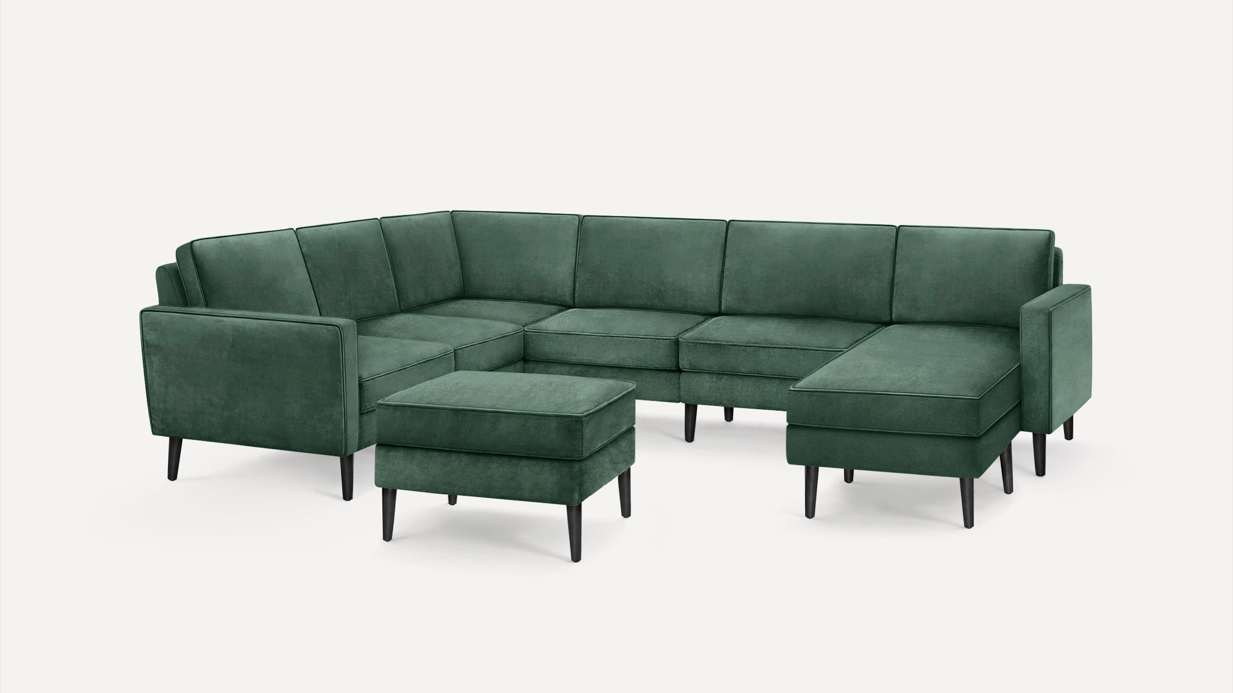 Nomad Velvet 6-Seat Corner Sectional with Reversible Chaise and Ottoman