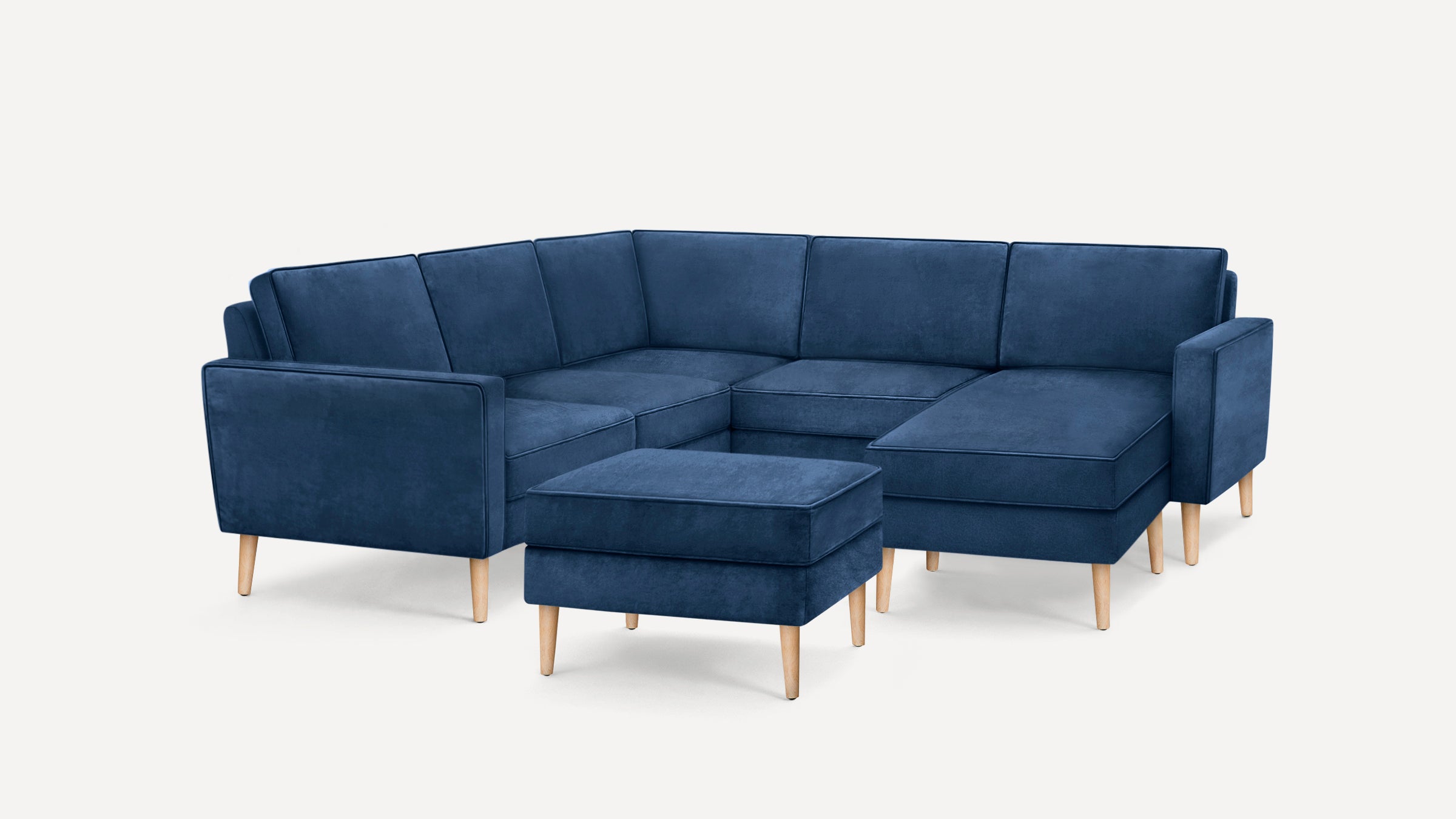Nomad Velvet 5-Seat Corner Sectional with Reversible Chaise and Ottoman