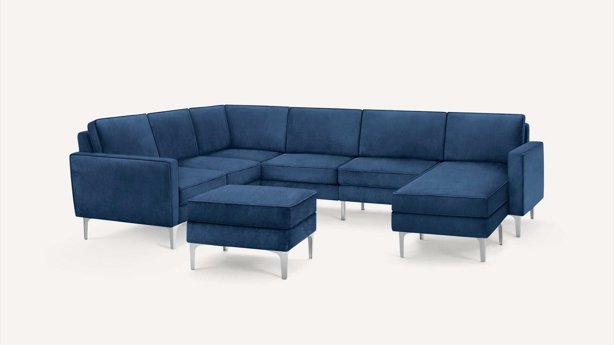 Nomad Velvet 6-Seat Corner Sectional with Reversible Chaise and Ottoman