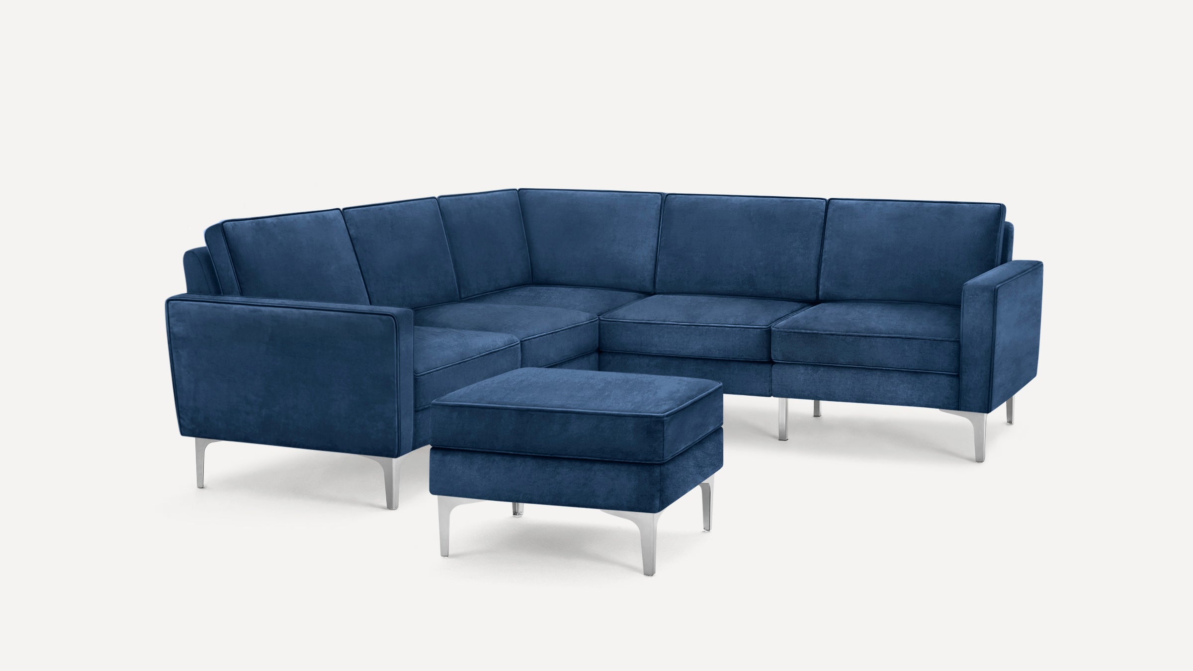 Nomad Velvet 5-Seat Corner Sectional with Ottoman