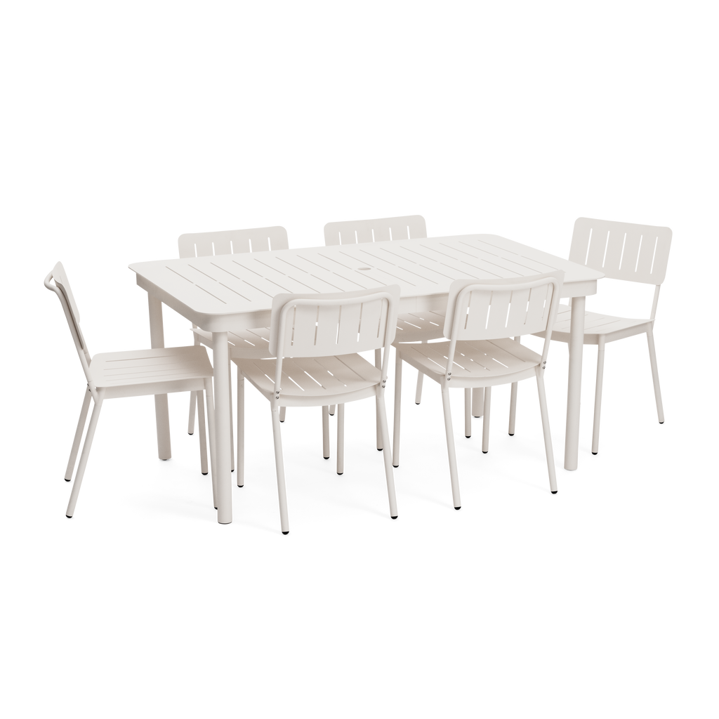 Relay Outdoor Dining Table & Chairs Set - Set of 6 / Salt