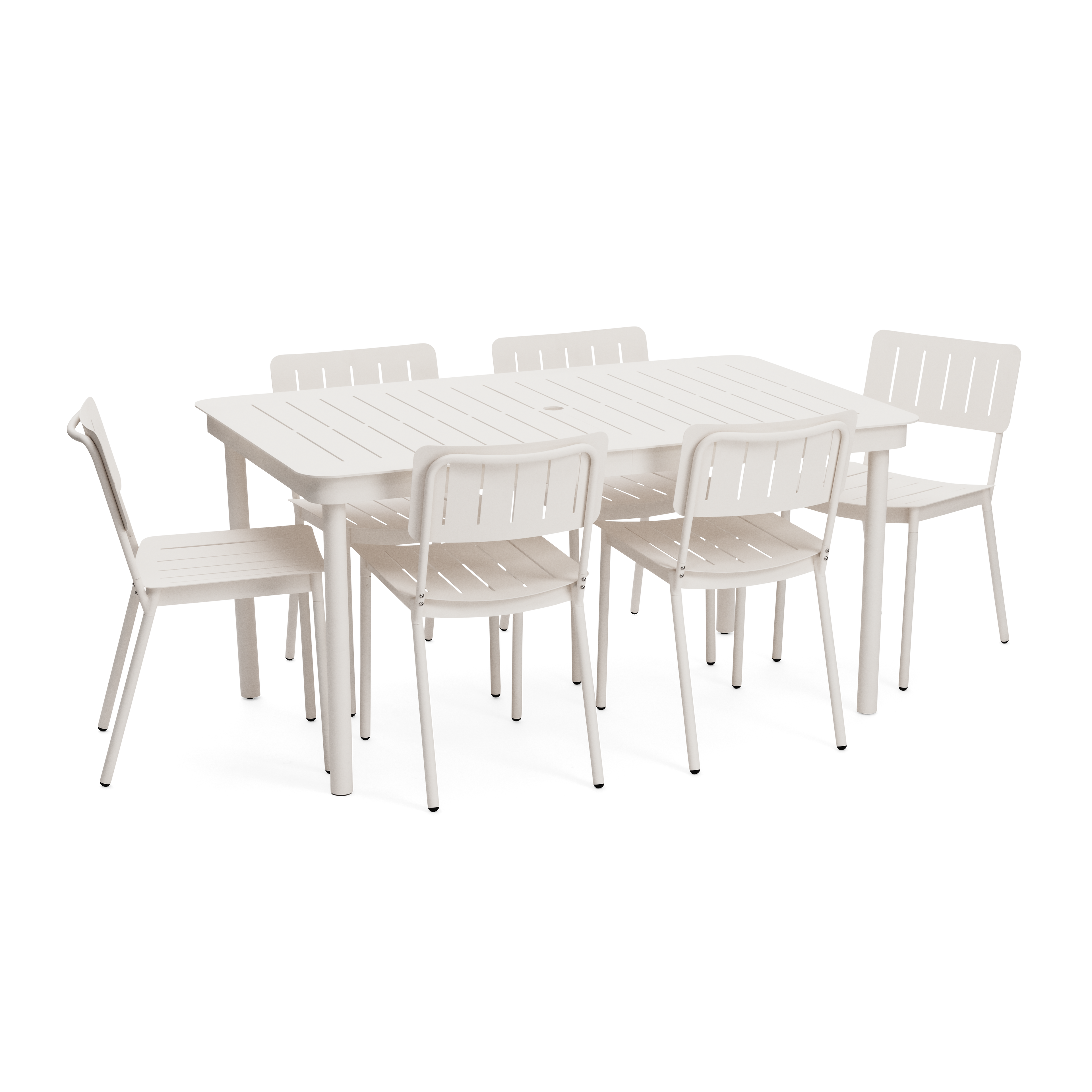 Relay Outdoor Dining Table & Chairs Set - Set of 6 / Salt