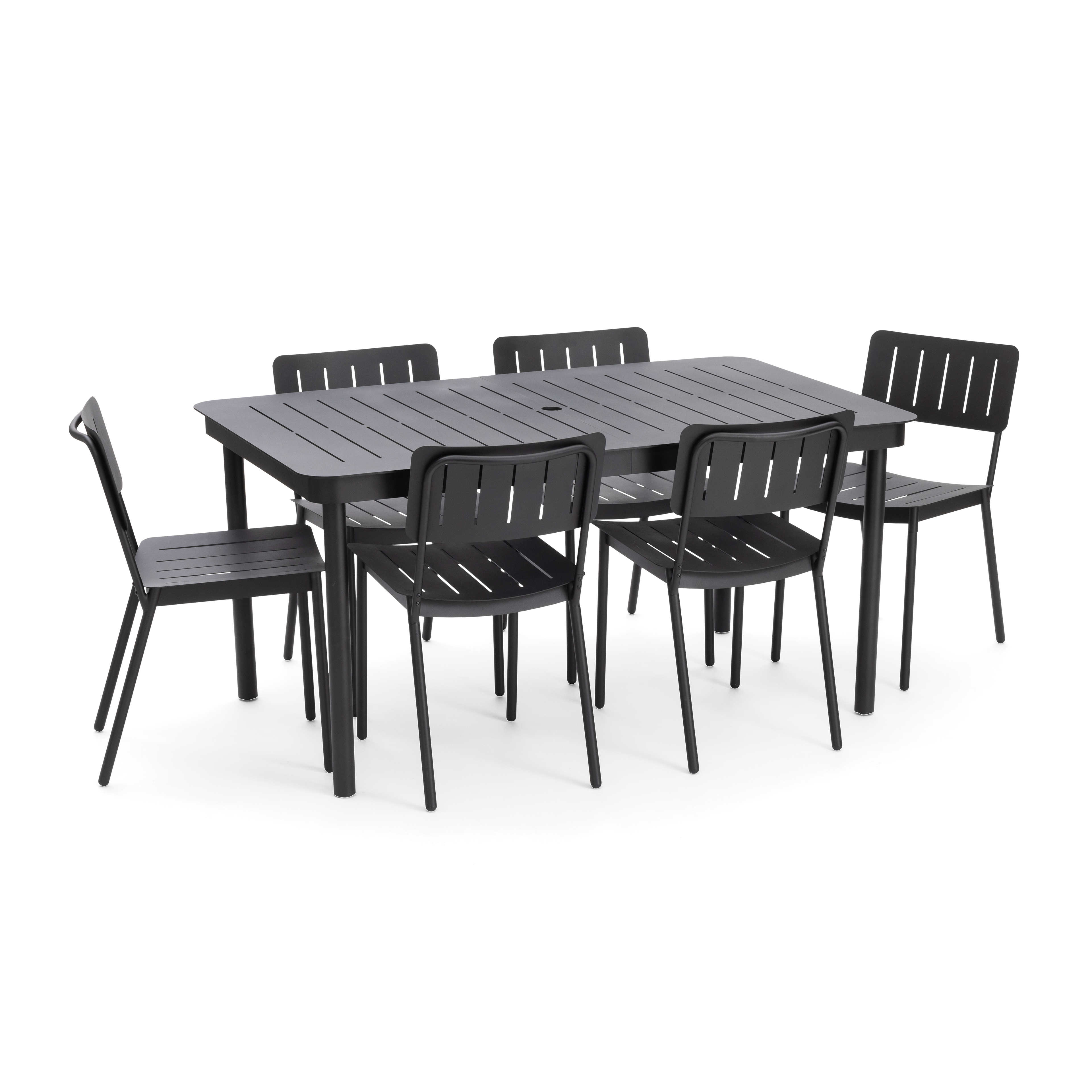 Relay Outdoor Dining Table & Chairs Set - Set of 6 / Shale