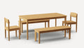 modern dining table and chairs set with wooden bench and wooden dining table