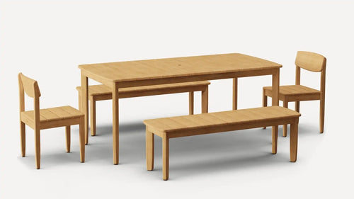 modern dining table and chairs set with wooden bench and wooden dining table