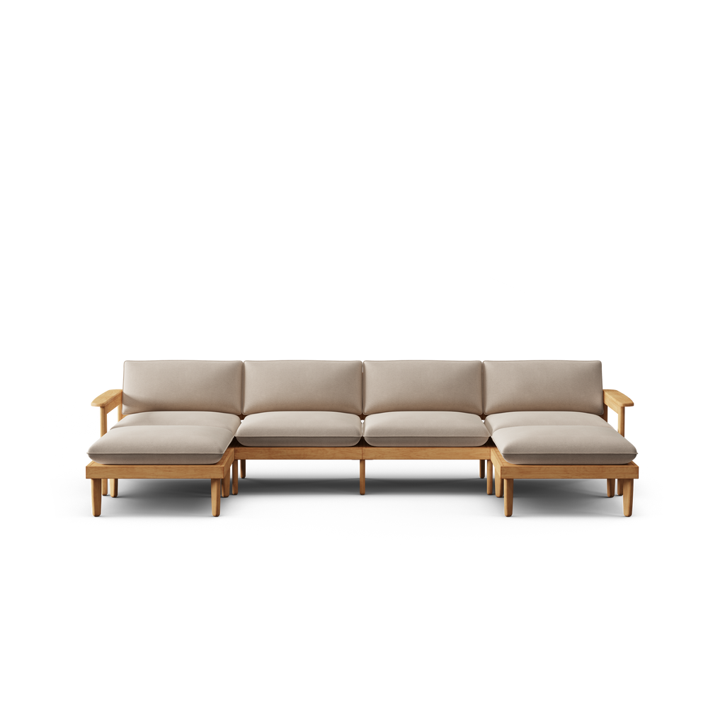 Dunes Teak King Double Lounger - Sand - All Weather Fabric