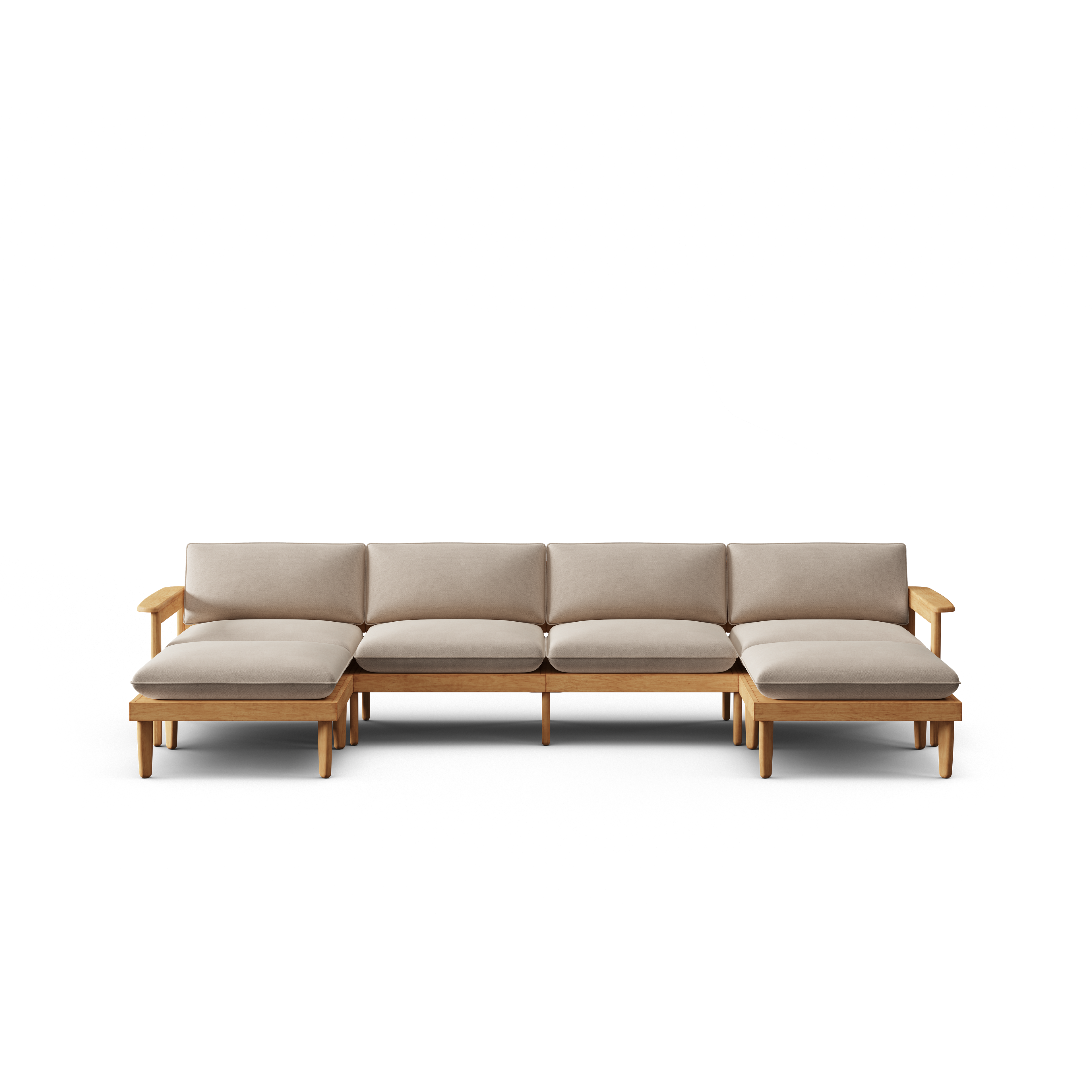 Dunes Teak King Double Lounger - Sand - All Weather Fabric