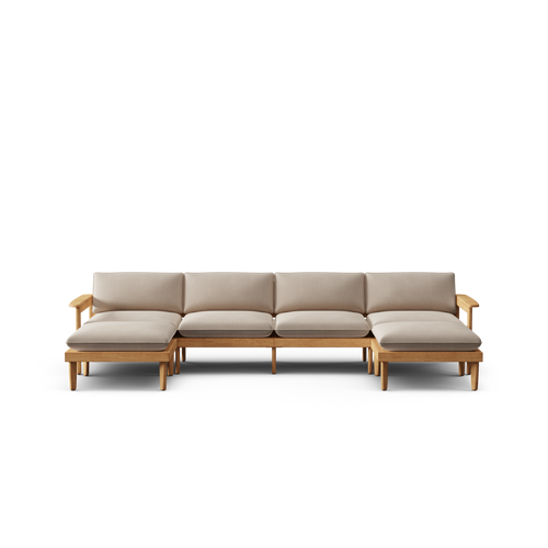 Dunes Teak King Double Lounger - Sand - All Weather Fabric