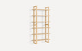 Light wooden wall-mounted bookshelf with five evenly spaced shelves and a minimalist open-frame design.