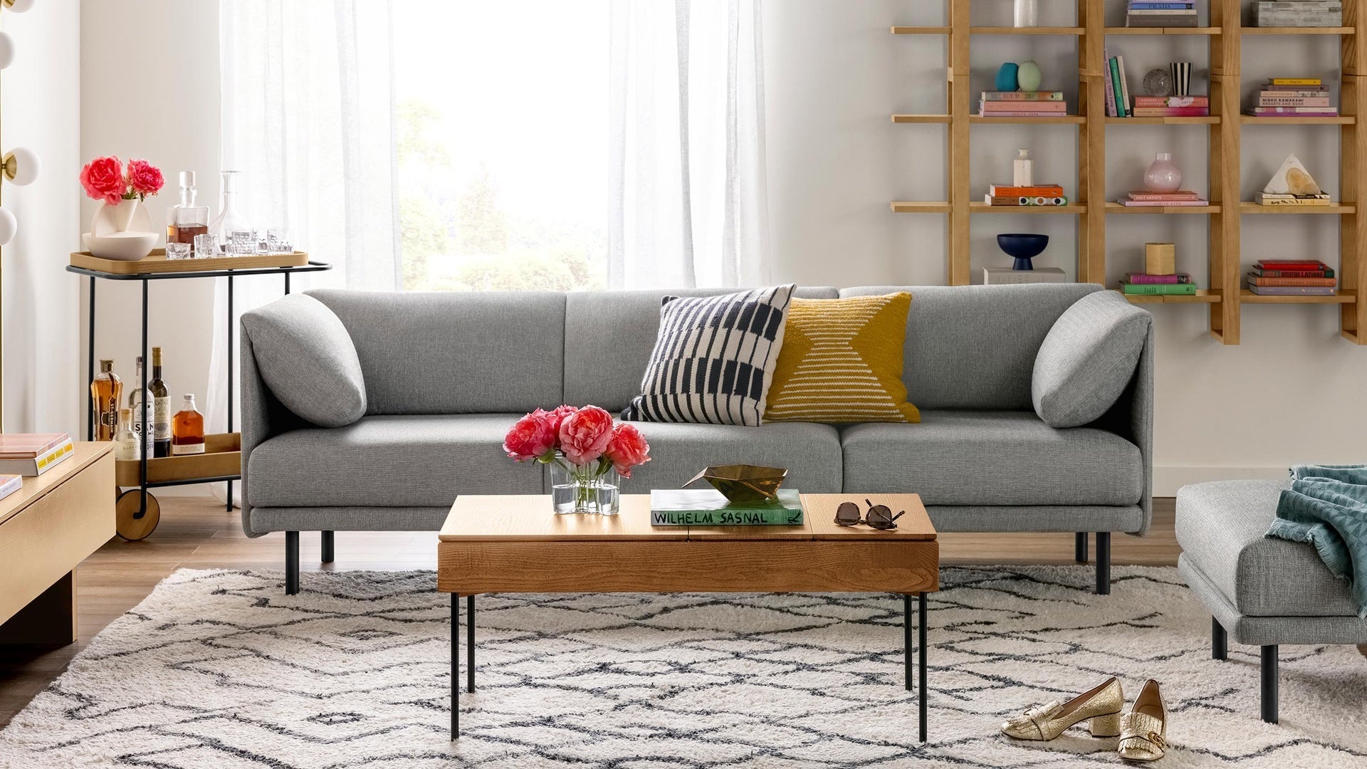 Modern and colorful design room with Burrow Range modular couch