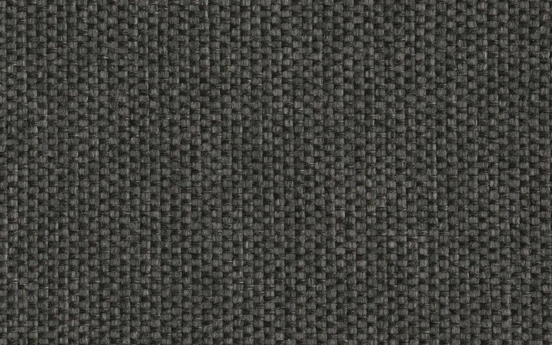Close-up image of dark gray woven fabric with a textured, basket-weave pattern.