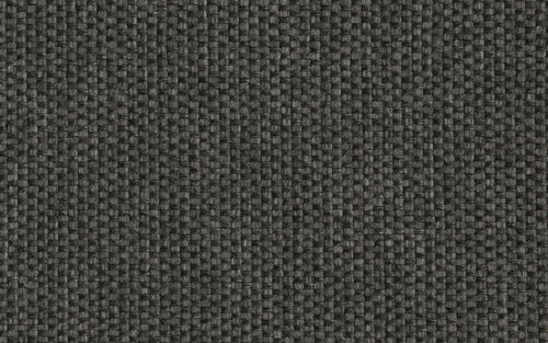 Close-up image of dark gray woven fabric with a textured, basket-weave pattern.