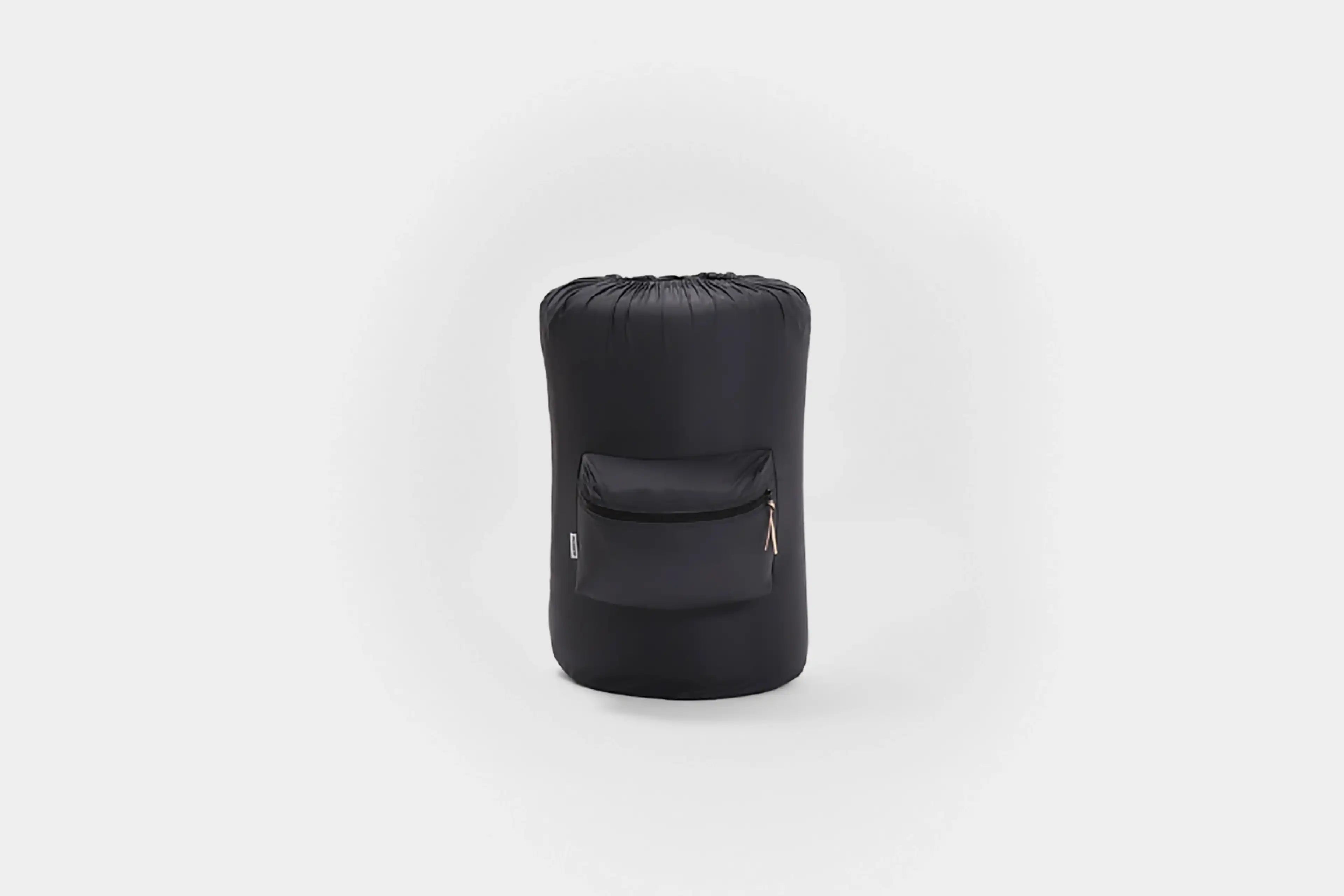 black nylon backpack with zipper closure and draws