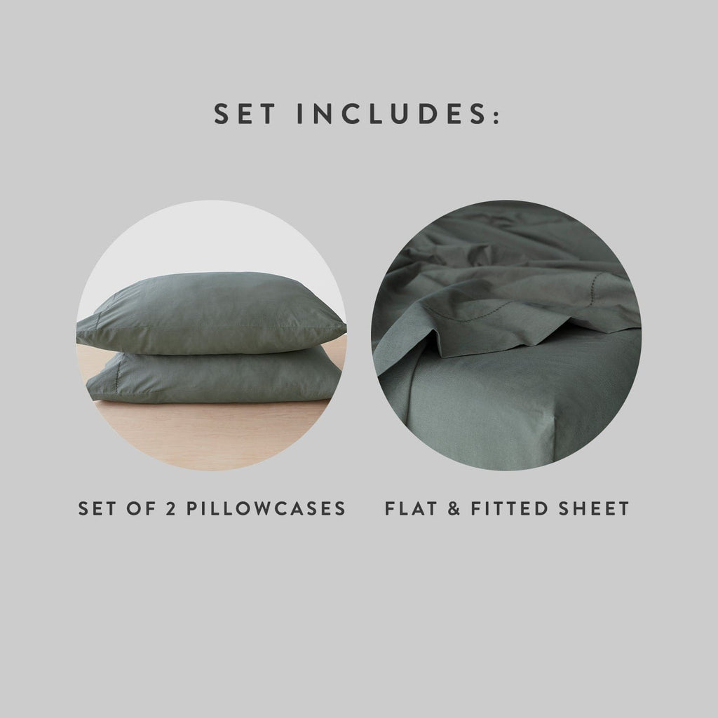 Stonewashed Organic Cotton Percale Sheet Set