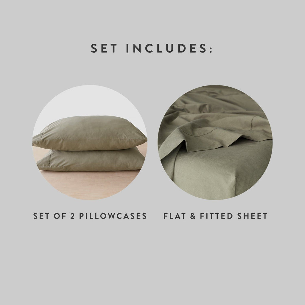 Stonewashed Organic Cotton Percale Sheet Set