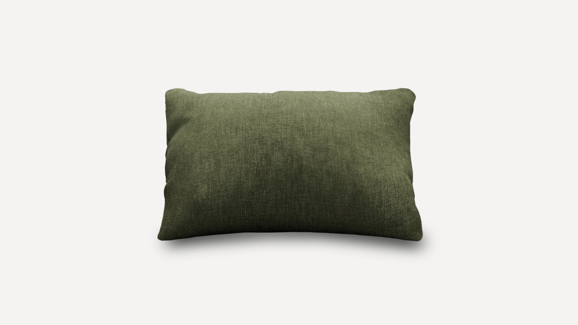 Rectangular olive green fabric pillow with a soft, textured surface, displayed against a plain white background.