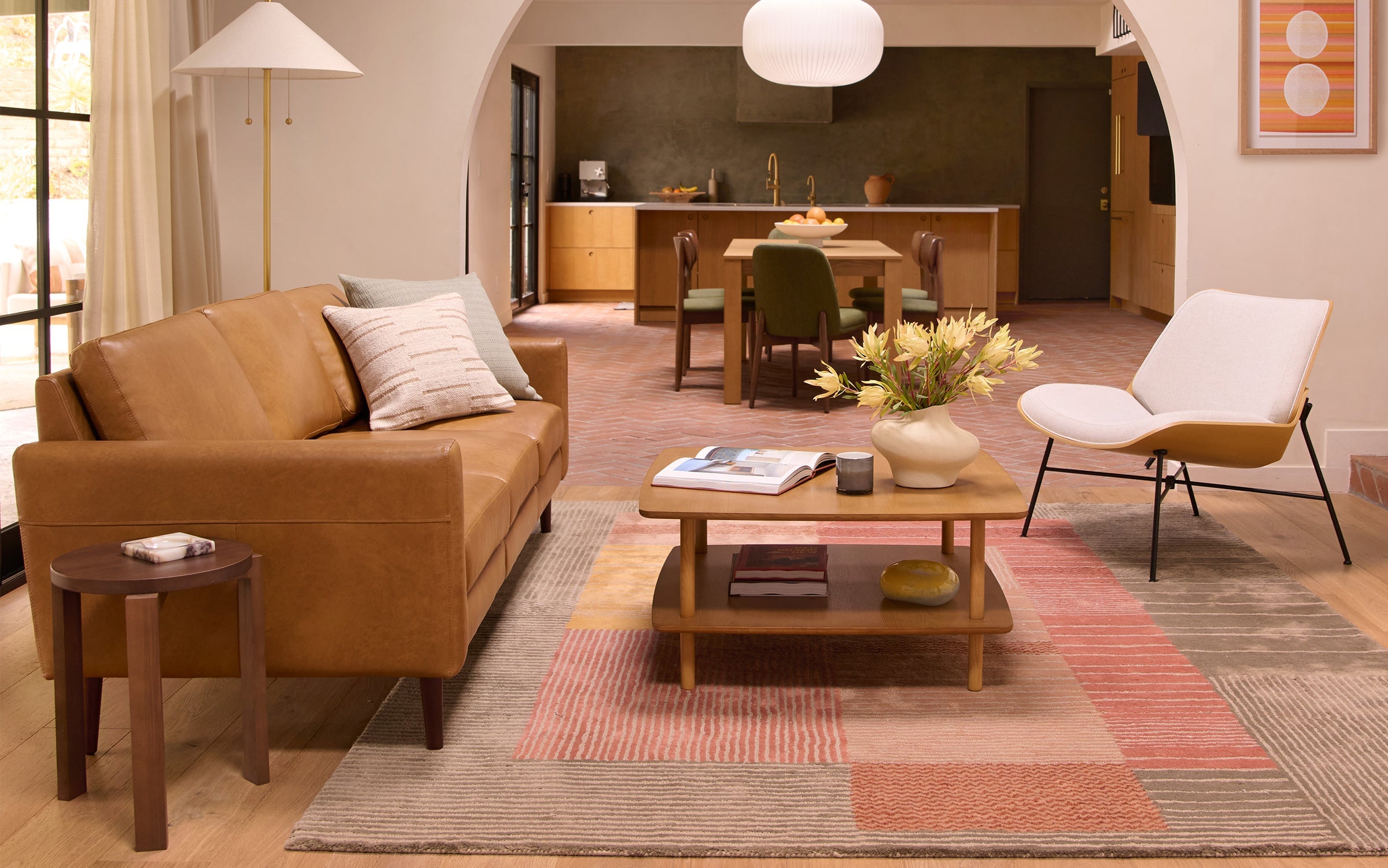 Nomad Leather 5-Seat Corner Sectional with Reversible Chaise and Ottoman